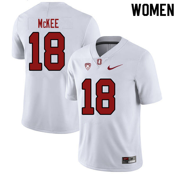 Women #18 Tanner McKee Stanford Cardinal College Football Jerseys Sale-White - Click Image to Close